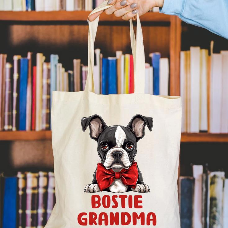 Boston Terrier Grandma Dog Lovers Puppy Bostie Owner Canvas Tote Bag, funny gift