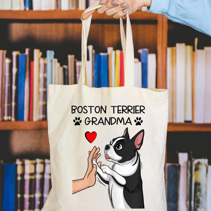 Boston Terrier Grandma Mother's Day Dog Mom Canvas Tote Bag, Boston Terrier Mom Tote Bags, funny gift