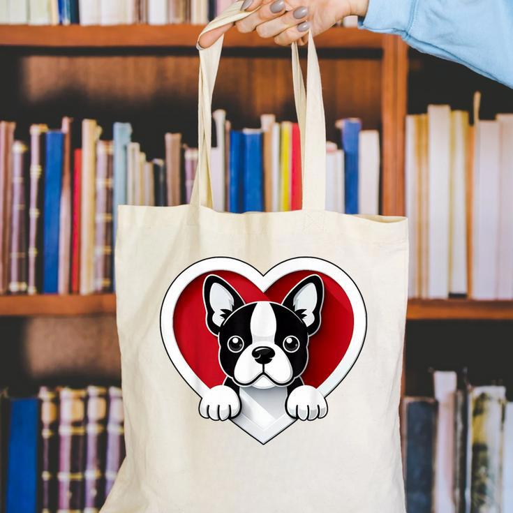 Boston Terrier Heart Cute Puppy Lover Or Dog Owner Canvas Tote Bag, funny gift