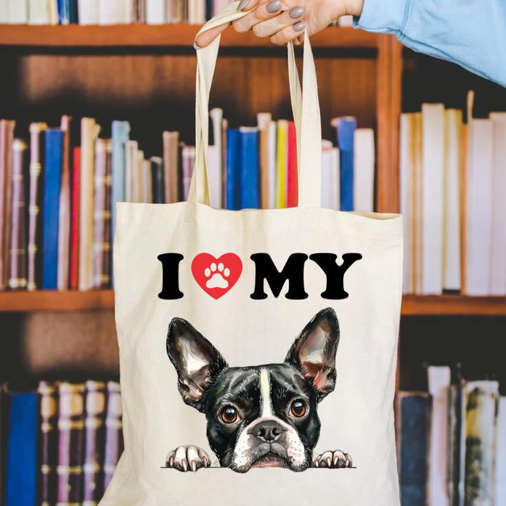 Boston Terrier I Heart My Dog Dog Lover Canvas Tote Bag, funny gift
