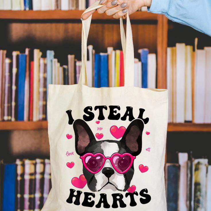 Boston Terrier Heart Glasses Girls Bostie Valentines Day Canvas Tote Bag, funny gift
