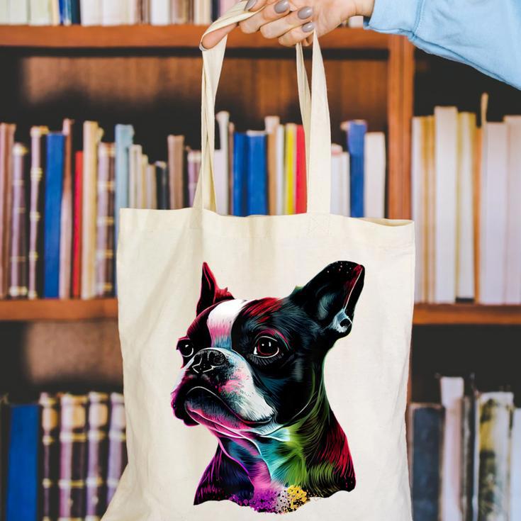 Boston Terrier Lovers Colorful Pop Art Boston Terrier Canvas Tote Bag, funny gift