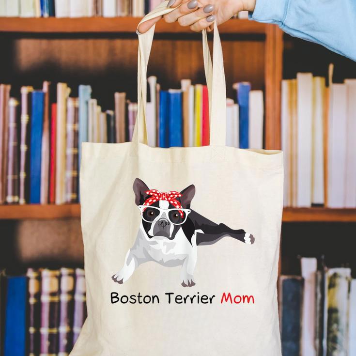Boston Terrier Mom Bandana Boston Terrier Dog Canvas Tote Bag, Boston Terrier Mom Tote Bags, funny gift