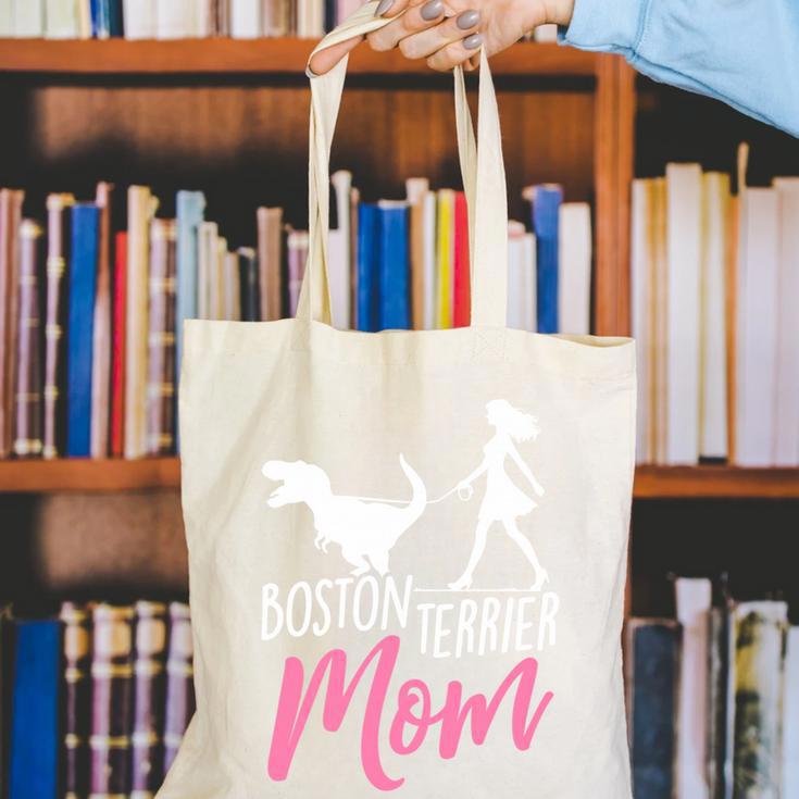 Boston Terrier Mom Boston Terrier Mom Canvas Tote Bag, Boston Terrier Mom Tote Bags, funny gift