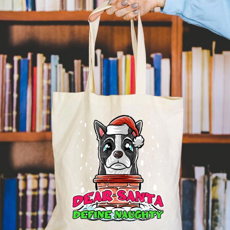 Boston Terrier Santa Claus Christmas Dog Canvas Tote Bag, Boston Terrier Christmas Tote Bags, funny gift