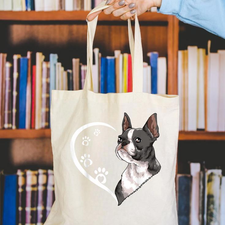 Boston Terrier Shirts For Women Girls Kids Heart Cute Canvas Tote Bag, funny gift