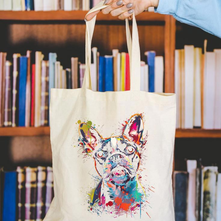 Boston Terrier Splash Canvas Tote Bag, funny gift