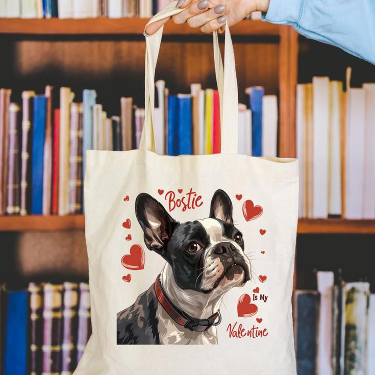 Boston Terrier Is My Valentine Cute Pet Dog Owner Valentine Canvas Tote Bag, funny gift