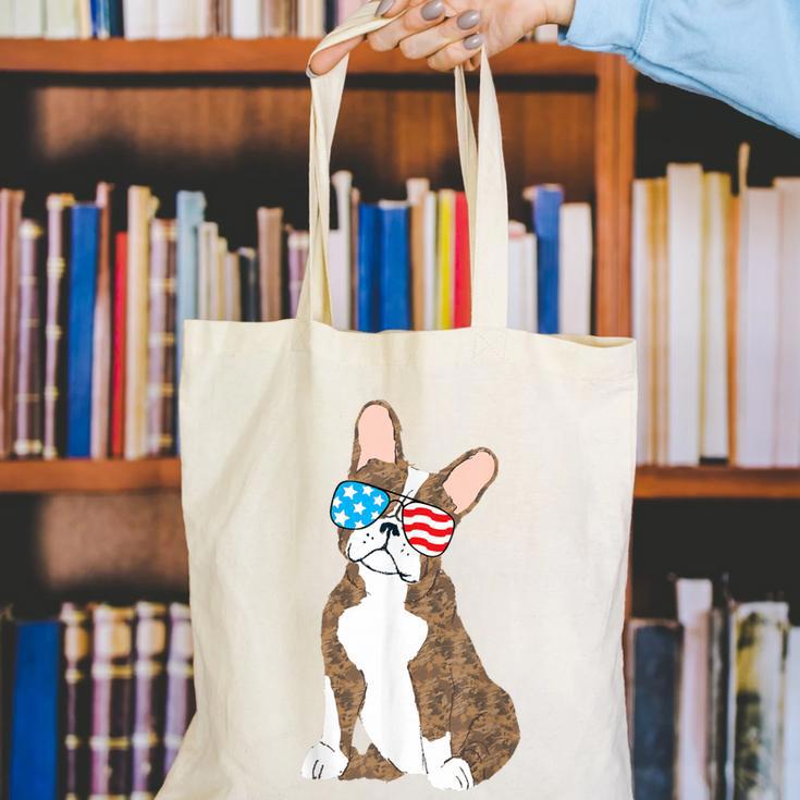 Brindle Boston Terrier Dog Patriotic Shirt USA Flag Canvas Tote Bag, Patriotic Boston Terrier Tote Bags, funny gift