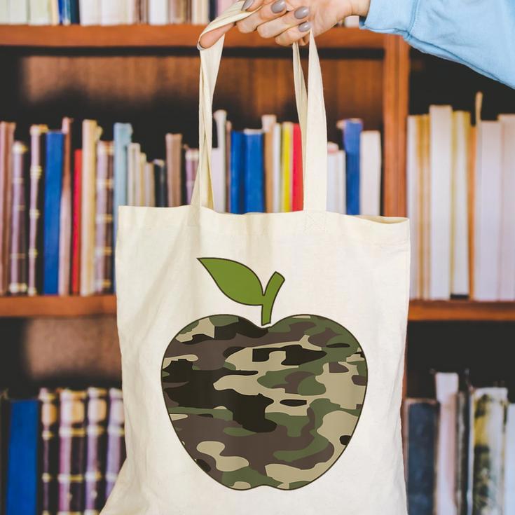 Camo Apple Camouflage Clothing School Student Camo Teacher Men Women Kids Canvas Tote Bag, funny gift Camo Apple Camouflage Clothing School Student Camo Teacher Men Women Kids Canvas Tote Bag, funny gift