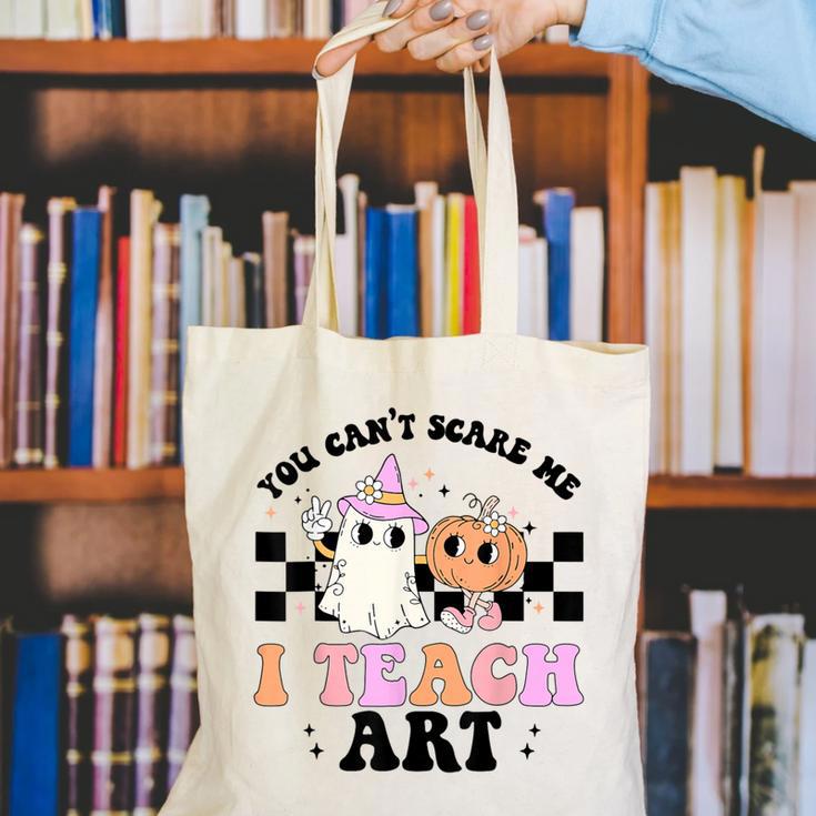 You Can't Scare Me I Teach Art Retro Teacher Ghost Halloween Canvas Tote Bag, funny gift You Can't Scare Me I Teach Art Retro Teacher Ghost Halloween Canvas Tote Bag, funny gift