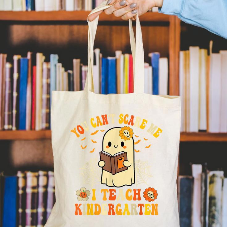You Can't Scare Me I Teach Kindergarten Halloween Teacher Canvas Tote Bag, funny gift
