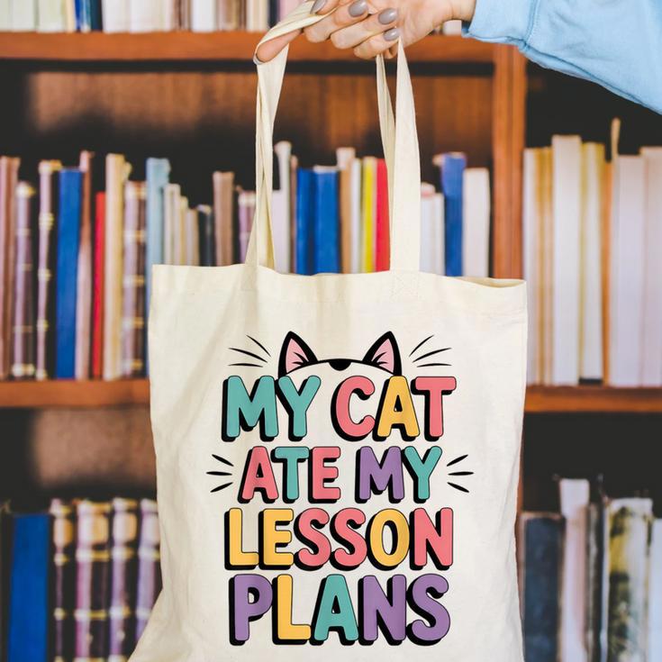 My Cat Ate My Lesson Plans Teacher Cat Humor Canvas Tote Bag, funny gift My Cat Ate My Lesson Plans Teacher Cat Humor Canvas Tote Bag, funny gift