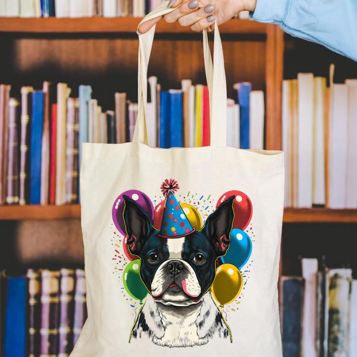 Celebration Event Birthday Party Boston Terrier Canvas Tote Bag, funny gift
