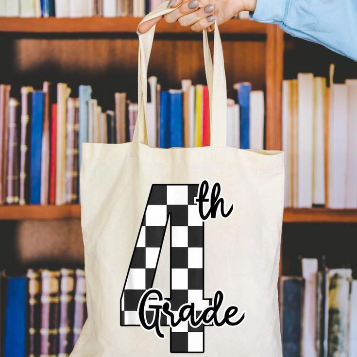 Checkered Fourth Grade Back To School Teachers Students Canvas Tote Bag, funny gift Checkered Fourth Grade Back To School Teachers Students Canvas Tote Bag, funny gift