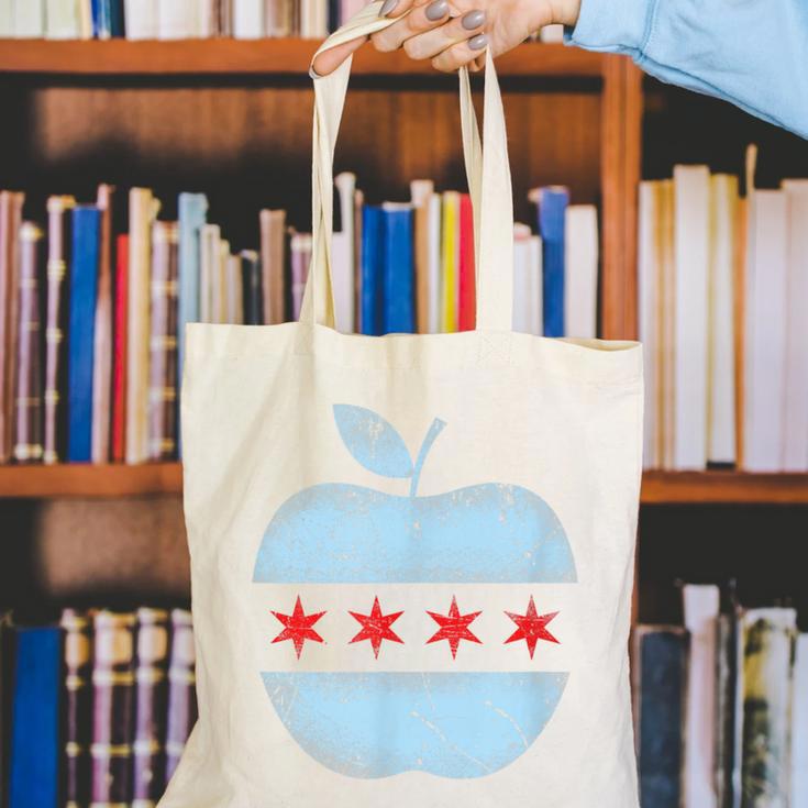 Chicago Flag Teacher School Cute Canvas Tote Bag, funny gift Chicago Flag Teacher School Cute Canvas Tote Bag, funny gift