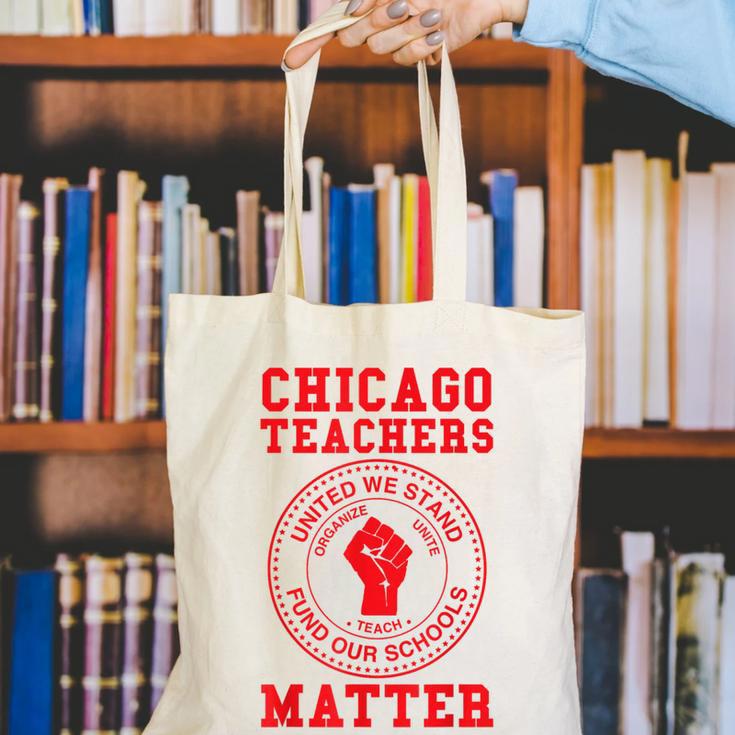 Chicago Teachers Matter Support Union Education Red For Ed Canvas Tote Bag, funny gift