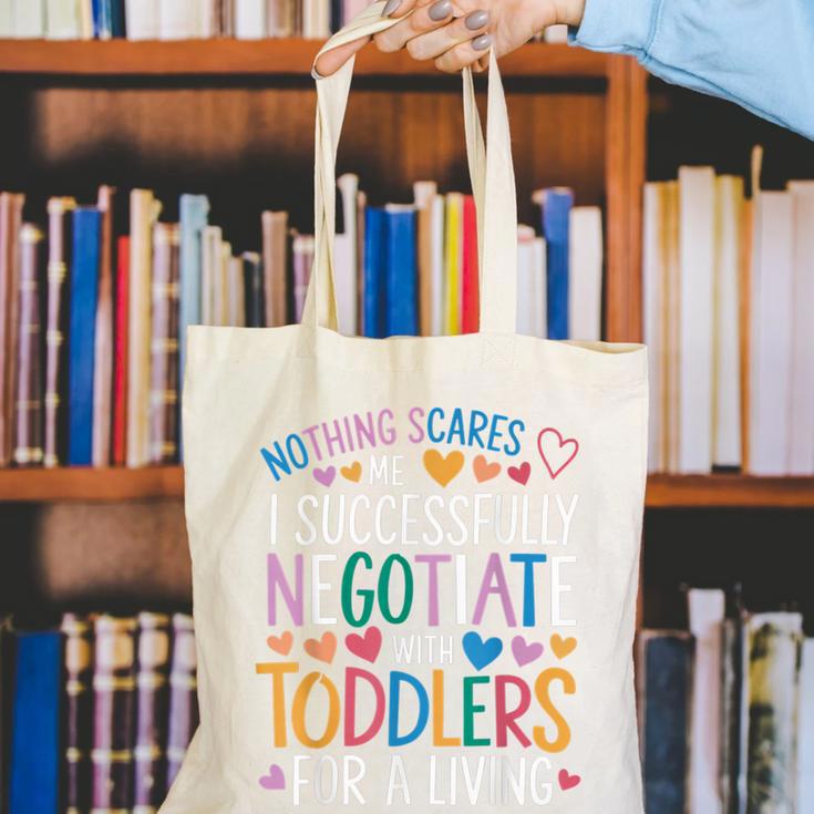 Childcare Teacher Negotiate With Toddlers Daycare Provider Canvas Tote Bag, funny gift