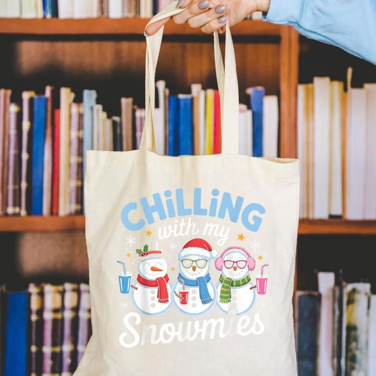 Chillin With My Snowmie Women Christmas Snowman Teacher Snow Canvas Tote Bag, funny gift Chillin With My Snowmie Women Christmas Snowman Teacher Snow Canvas Tote Bag, funny gift