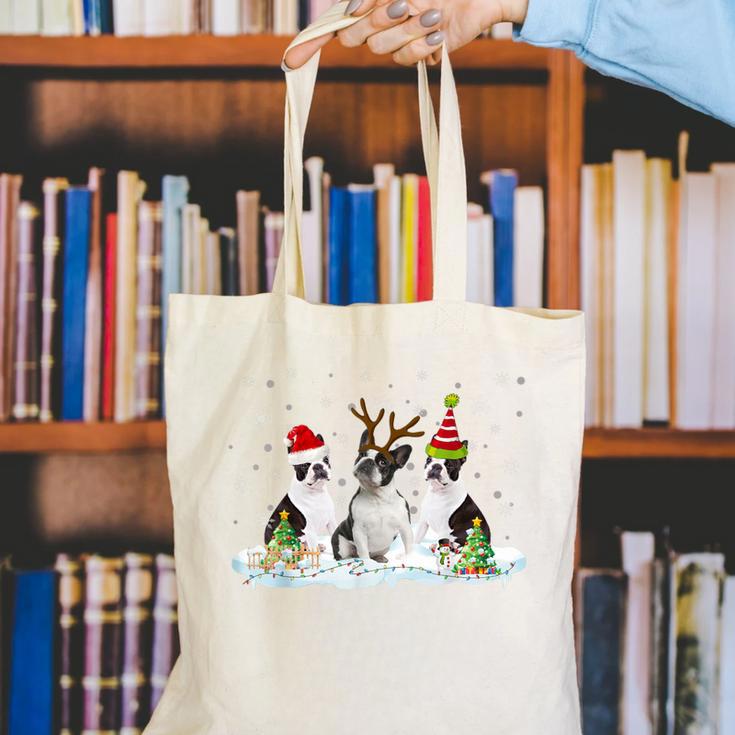 Christmas Boston Terrier Santa Dog Lover Canvas Tote Bag, Boston Terrier Christmas Tote Bags, funny gift