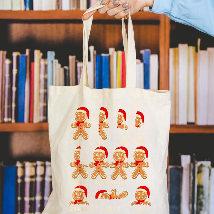 Christmas Math Teacher Equation Gingerbread With Santa Hat Men Women Canvas Tote Bag, funny gift Christmas Math Teacher Equation Gingerbread With Santa Hat Men Women Canvas Tote Bag, funny gift