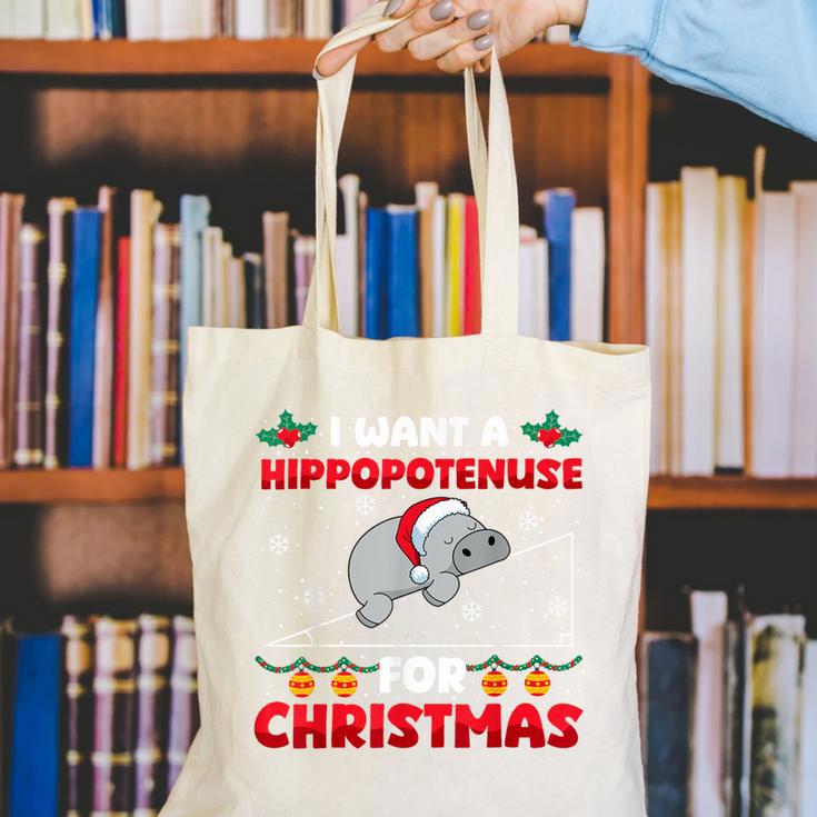 Christmas Math Teacher Hippopotenuse Math Lovers Xmas Canvas Tote Bag, funny gift Christmas Math Teacher Hippopotenuse Math Lovers Xmas Canvas Tote Bag, funny gift