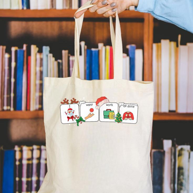 Christmas Santa Special Education SPED Teacher Xmas PJ Canvas Tote Bag, funny gift