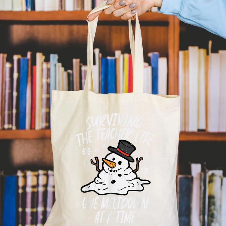 Christmas Surviving Teacher Life Meltdown Xmas Women Men Canvas Tote Bag, funny gift Christmas Surviving Teacher Life Meltdown Xmas Women Men Canvas Tote Bag, funny gift