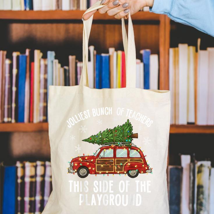 Christmas Teacher Squad Festive Car Tree Lights Xmas Canvas Tote Bag, funny gift Christmas Teacher Squad Festive Car Tree Lights Xmas Canvas Tote Bag, funny gift