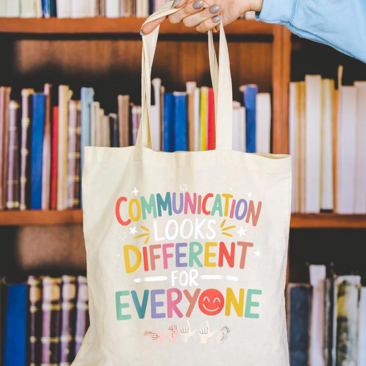 Communication ASL Teacher Deaf People ASL Interpreter Canvas Tote Bag, funny gift