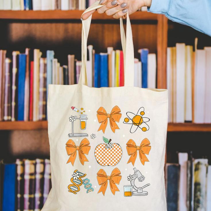 Coquette Bow Fall Science Teacher Stem Teacher Thanksgiving Canvas Tote Bag, Science Teacher Tote Bags, funny gift Coquette Bow Fall Science Teacher Stem Teacher Thanksgiving Canvas Tote Bag, Science Teacher Tote Bags, funny gift