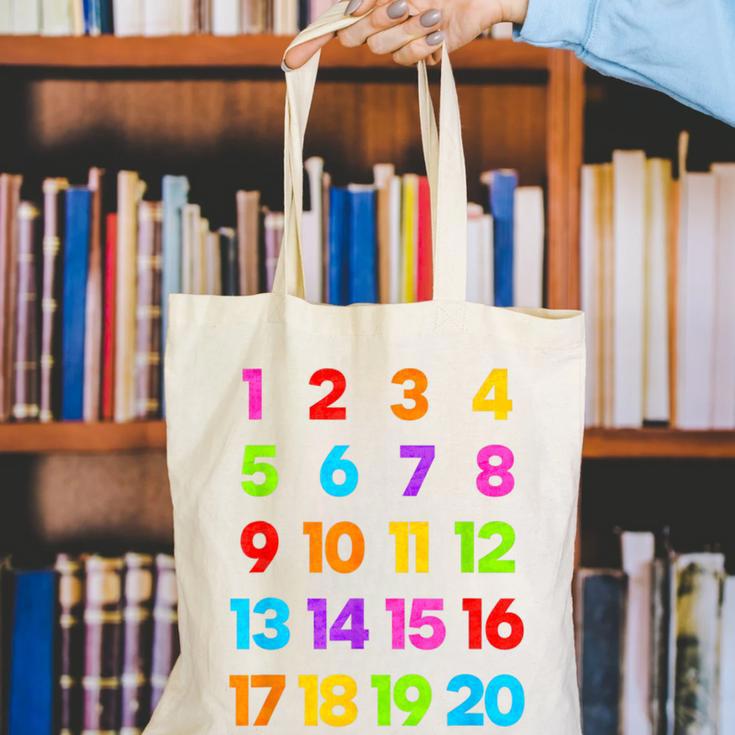 Counting 1-10 Learn To Count Number School Kids Teacher Canvas Tote Bag, funny gift