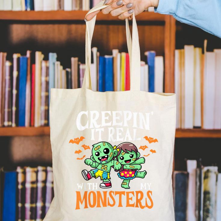 Creepin It Real Monster School Teacher Principal Halloween Canvas Tote Bag, funny gift Creepin It Real Monster School Teacher Principal Halloween Canvas Tote Bag, funny gift