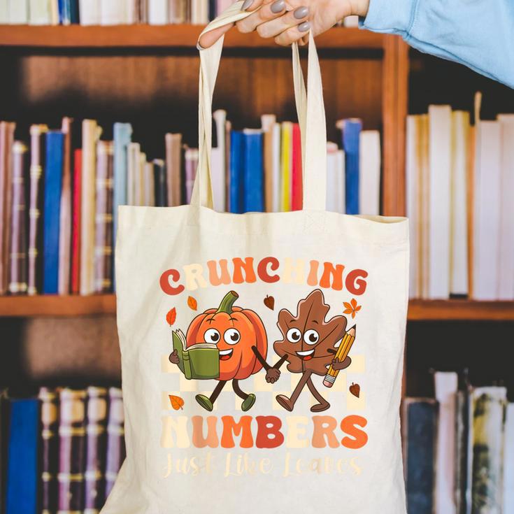 Crunching Numbers Just Like Leaves Pumpkin Fall Teacher Canvas Tote Bag, funny gift
