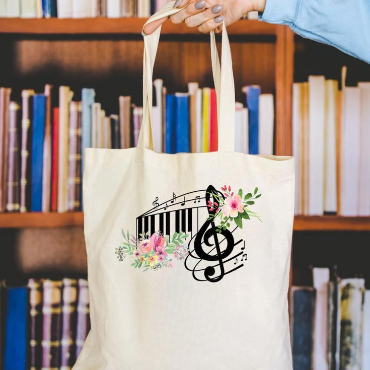 Cut Music Teacher Shirt With a Piano Keys Notes And Flowers Canvas Tote Bag, funny gift Cut Music Teacher Shirt With a Piano Keys Notes And Flowers Canvas Tote Bag, funny gift