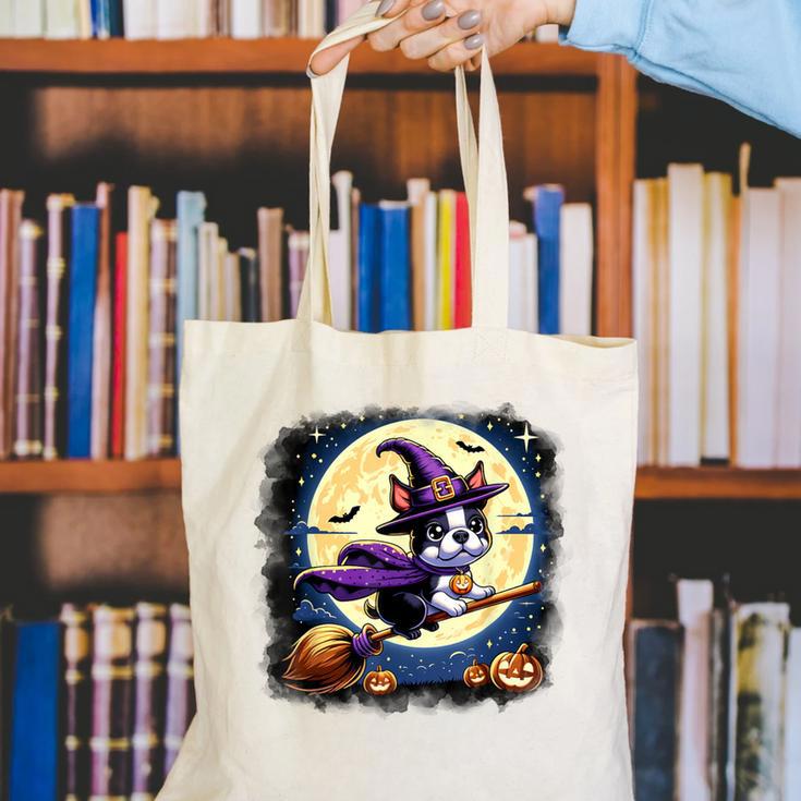 Cute Boston Terrier Halloween Costume Dog Lover Women Girls Canvas Tote Bag, Boston Terrier Halloween Tote Bags, funny gift