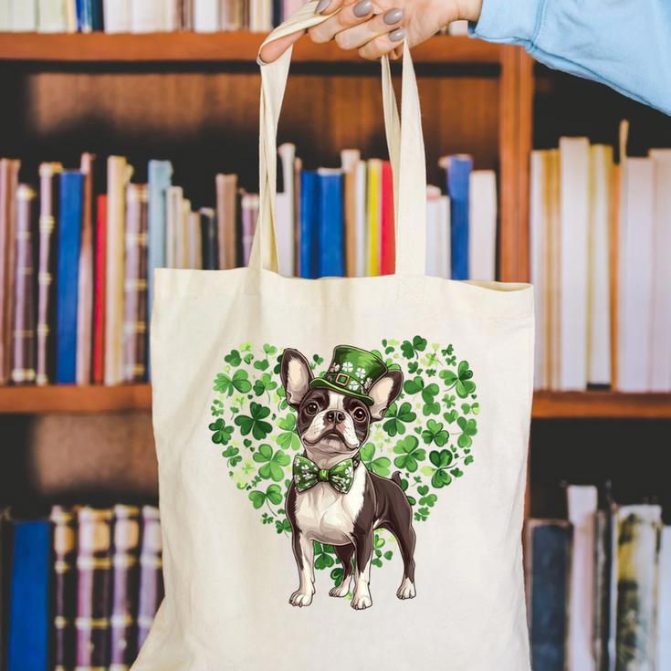 Cute Boston Terrier Shamrock St Patrick's Day Dog Lover Men Women Kids Canvas Tote Bag, funny gift
