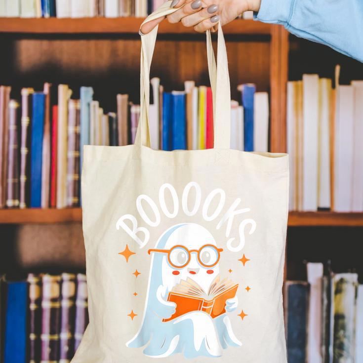 Cute Ghost Reading Book Librarian Teacher Halloween Costume Canvas Tote Bag, funny gift