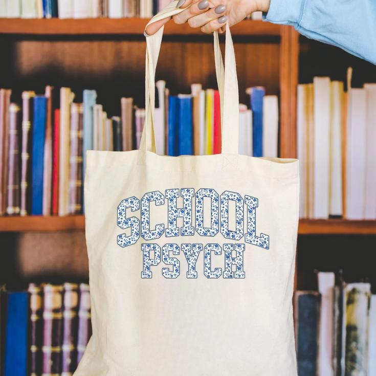 Cute Wildflower School Psych Teacher School Psychologist Canvas Tote Bag, funny gift Cute Wildflower School Psych Teacher School Psychologist Canvas Tote Bag, funny gift