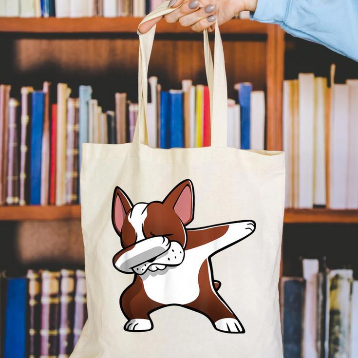 Dabbing Red Boston Terrier Dab Dance Dog Men Women Kids Canvas Tote Bag, funny gift