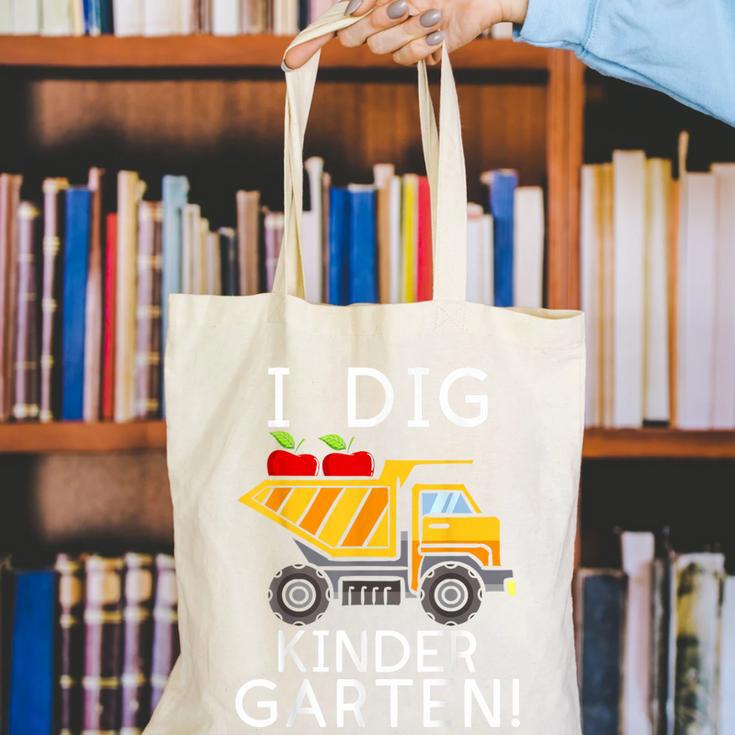 I Dig Kindergarten Student Teacher Construction First Day Canvas Tote Bag, funny gift