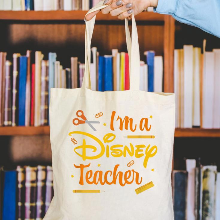 Disney Back To School I'm A Disney Teacher Crafty Logo Canvas Tote Bag, funny gift Disney Back To School I'm A Disney Teacher Crafty Logo Canvas Tote Bag, funny gift