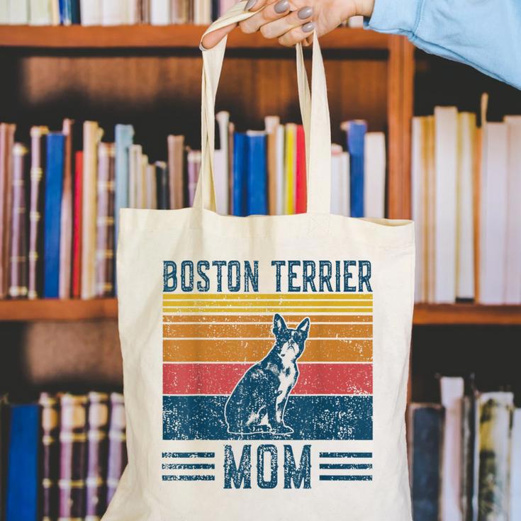 Dog Boston Terrier Mom Vintage Boston Terrier Mom Canvas Tote Bag, Boston Terrier Mom Tote Bags, funny gift