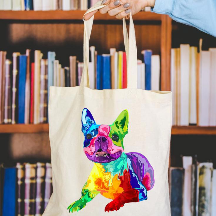Dog Lover Boston Terrier Dog Colorful Boston Terrier Men Women Kids Canvas Tote Bag, funny gift