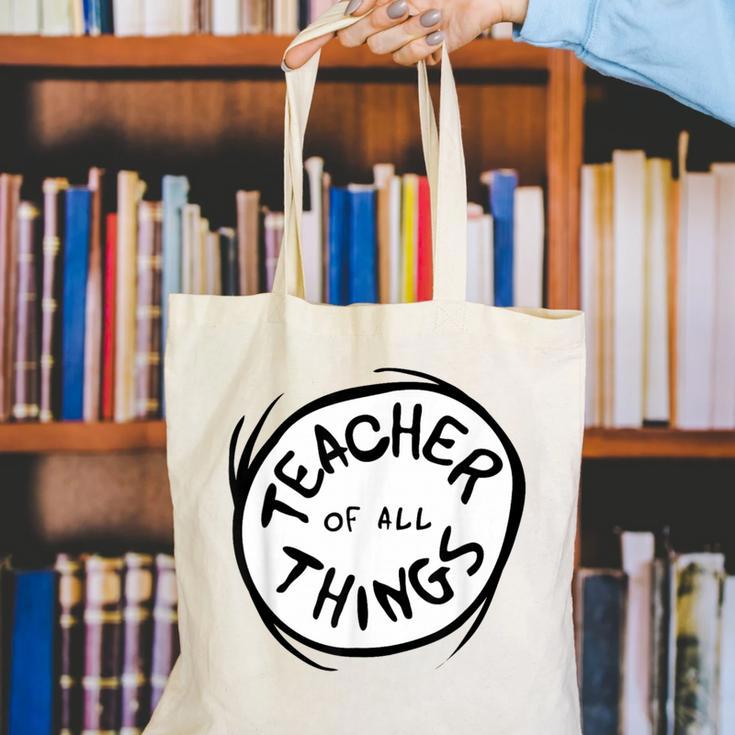 Dr Seuss Teacher Of All Things Red Emblem Canvas Tote Bag, funny gift Dr Seuss Teacher Of All Things Red Emblem Canvas Tote Bag, funny gift