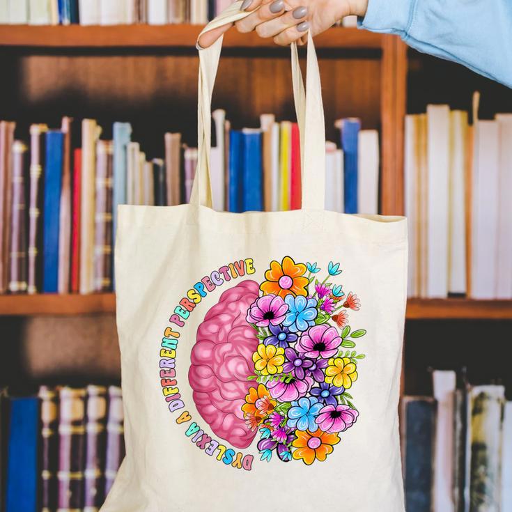 Dyslexia Different Perspective Reading Brain Floral Teacher Canvas Tote Bag, funny gift Dyslexia Different Perspective Reading Brain Floral Teacher Canvas Tote Bag, funny gift