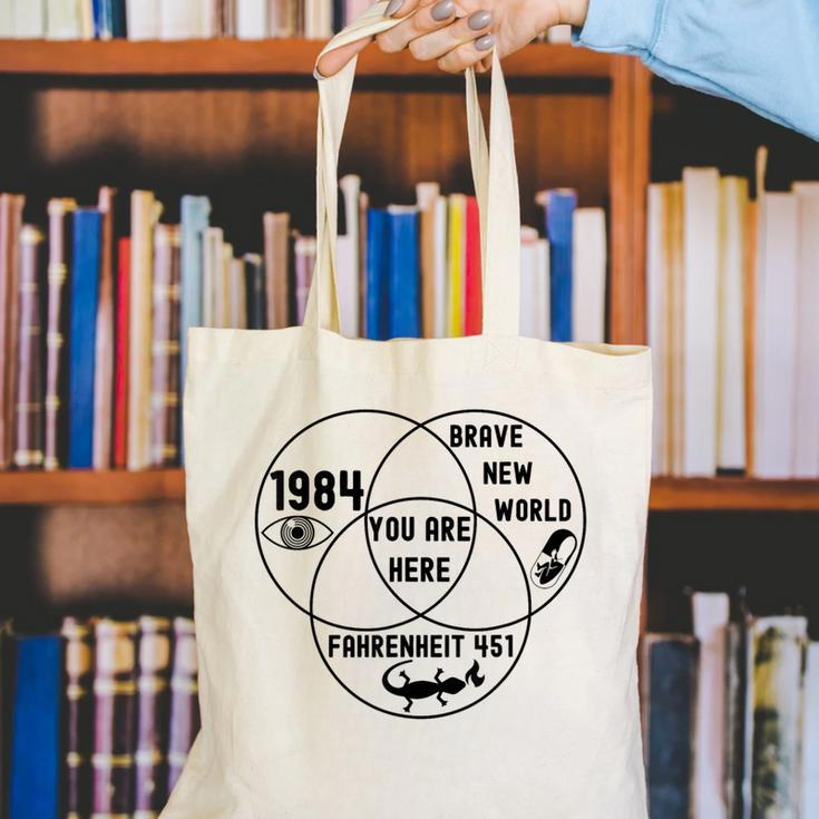 You Are Here Dystopian Venn Diagram English Teacher Bk Canvas Tote Bag, English Teacher Tote Bags, funny gift You Are Here Dystopian Venn Diagram English Teacher Bk Canvas Tote Bag, English Teacher Tote Bags, funny gift