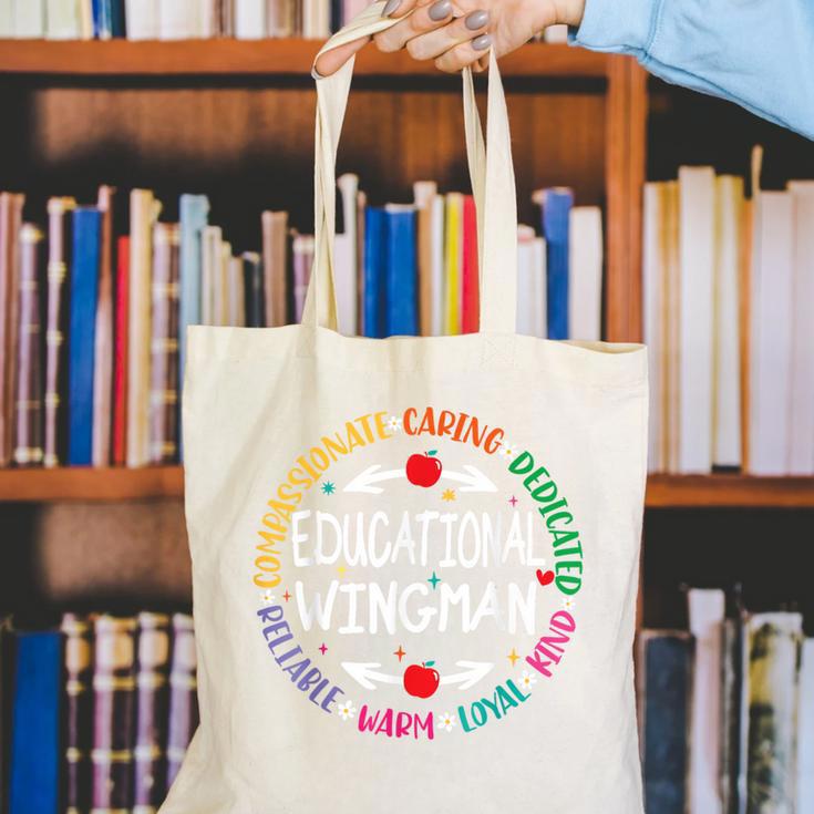 Educational Wingman Assistant Teaching a School Teacher Aide Canvas Tote Bag, funny gift