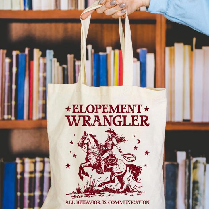 Elopement Wrangler Teacher ABA Behavior Support Cowboy Canvas Tote Bag, funny gift