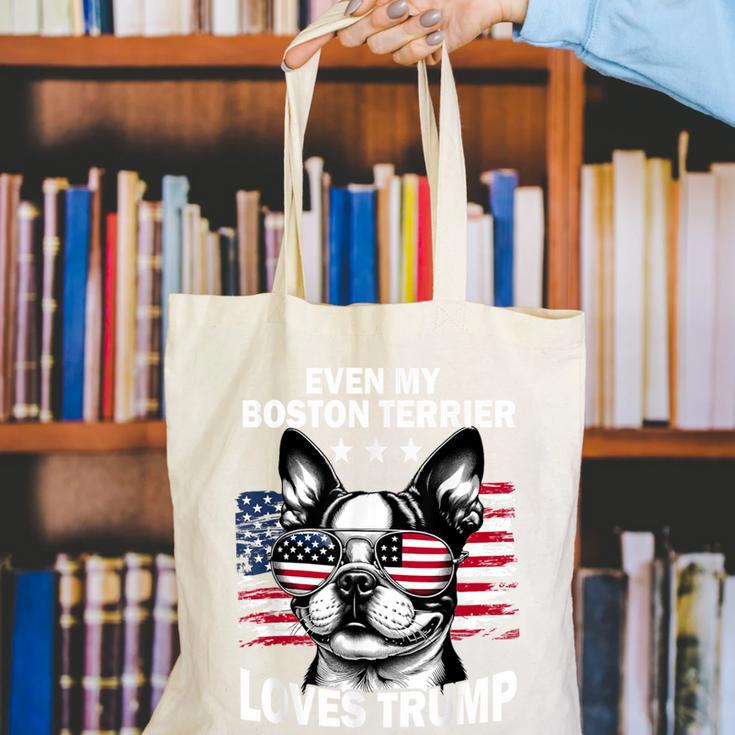 Even My Boston Terrier Loves Trump Trump Supporter Dog Lover Canvas Tote Bag, funny gift